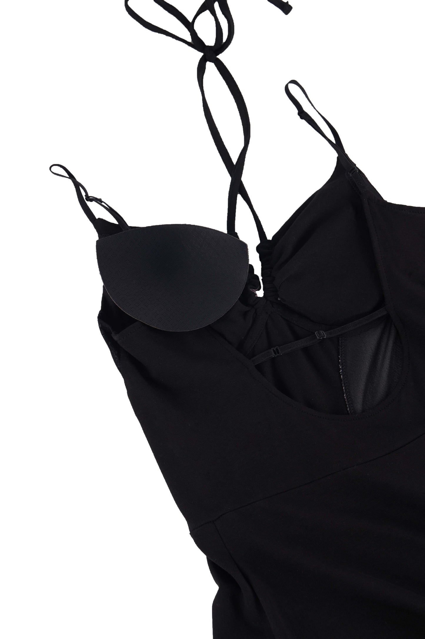 LL彈性長裙-印花網紗掛脖蕾絲長裙