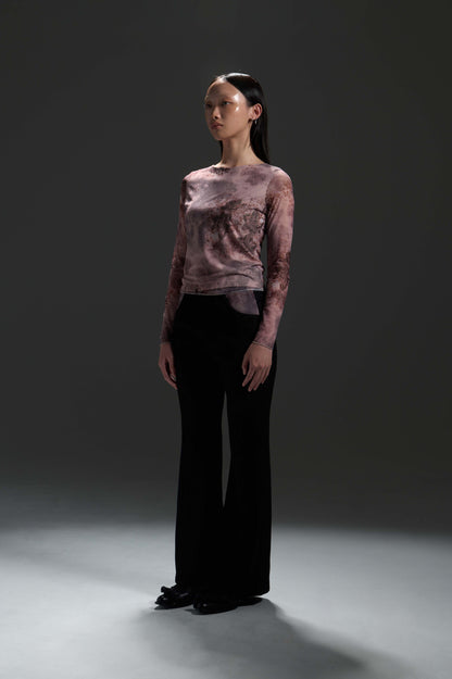 𝑳𝑳 𝒔𝒕𝒓𝒆𝒕𝒄𝒉 𝒍𝒐𝒏𝒈-𝒔𝒍𝒆𝒆𝒗𝒆 𝒕𝒐𝒑-高彈印花網布長袖上衣