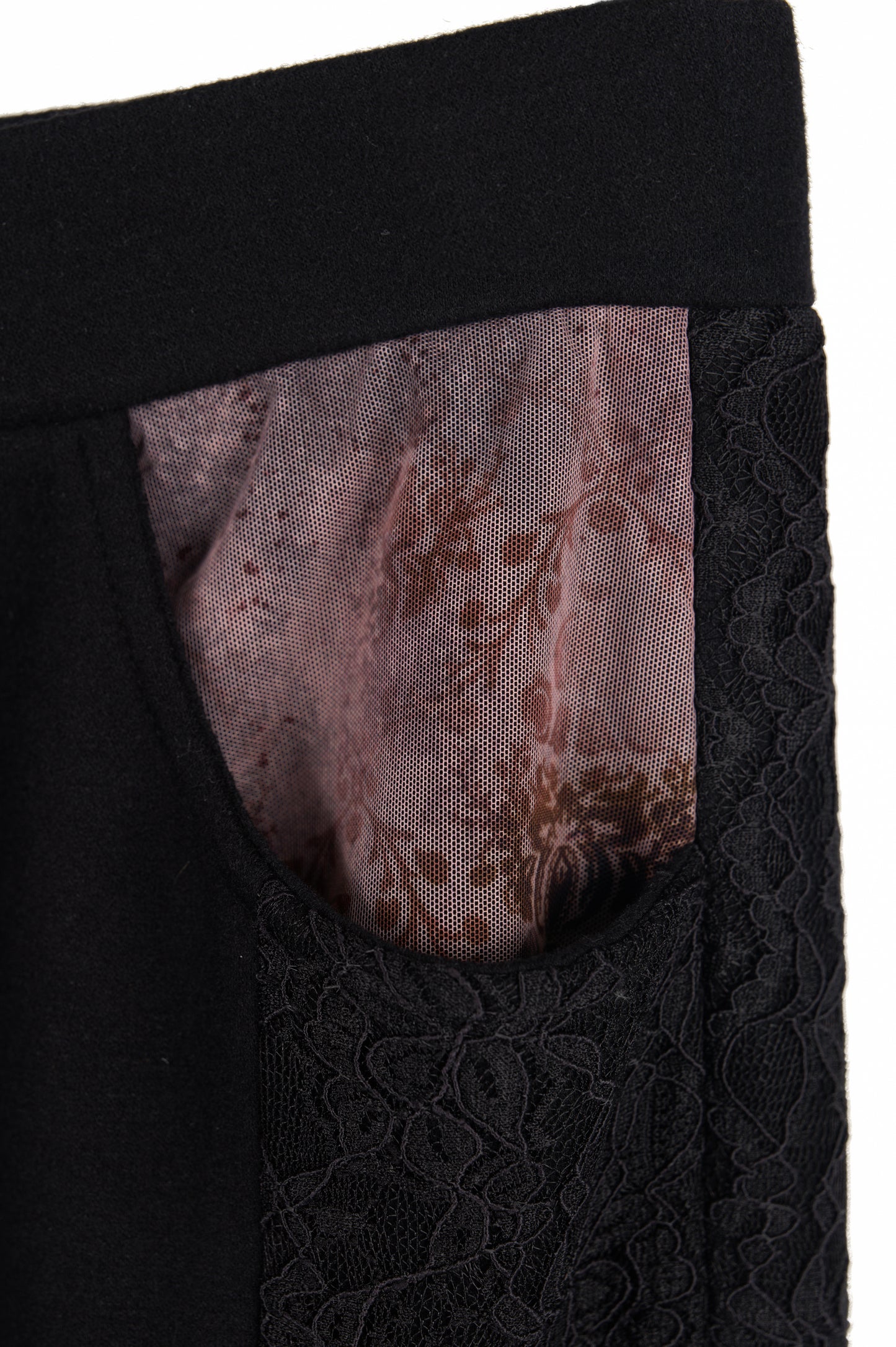 LL羊毛蕾絲褲-羊毛保暖印花蕾絲喇叭褲