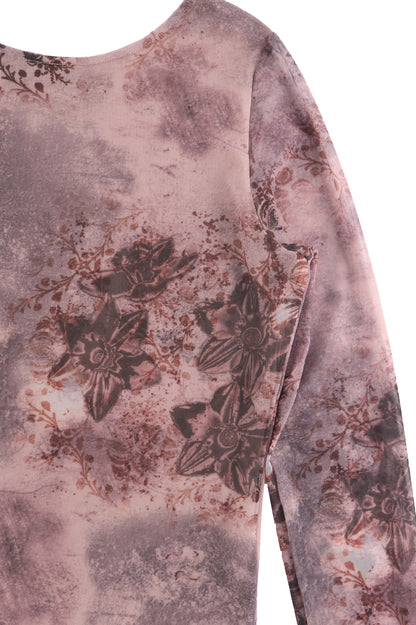 𝑳𝑳 𝒔𝒕𝒓𝒆𝒕𝒄𝒉 𝒍𝒐𝒏𝒈-𝒔𝒍𝒆𝒆𝒗𝒆 𝒕𝒐𝒑-高彈印花網布長袖上衣