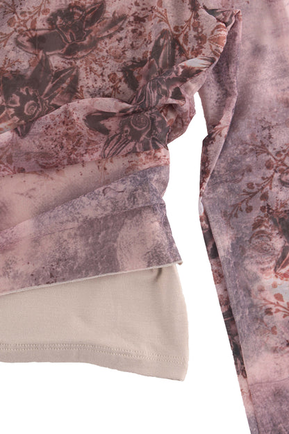 𝑳𝑳 𝒔𝒕𝒓𝒆𝒕𝒄𝒉 𝒍𝒐𝒏𝒈-𝒔𝒍𝒆𝒆𝒗𝒆 𝒕𝒐𝒑-高彈印花網布長袖上衣