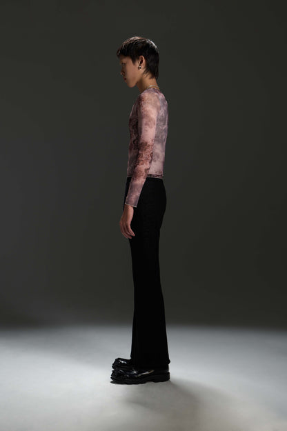 𝑳𝑳 𝒔𝒕𝒓𝒆𝒕𝒄𝒉 𝒍𝒐𝒏𝒈-𝒔𝒍𝒆𝒆𝒗𝒆 𝒕𝒐𝒑-高彈印花網布長袖上衣