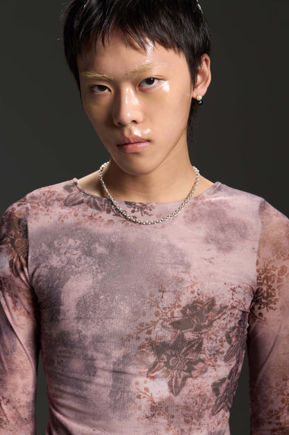 𝑳𝑳 𝒔𝒕𝒓𝒆𝒕𝒄𝒉 𝒍𝒐𝒏𝒈-𝒔𝒍𝒆𝒆𝒗𝒆 𝒕𝒐𝒑-高彈印花網布長袖上衣