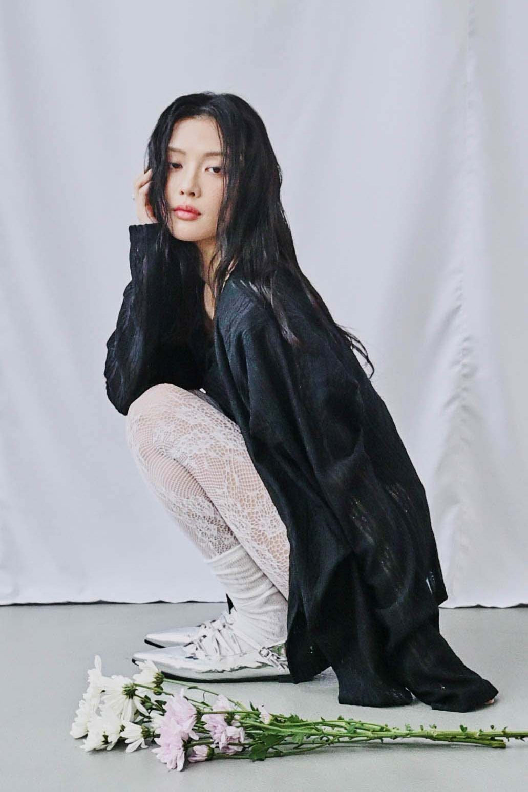 蕾絲垂褶針織罩衫