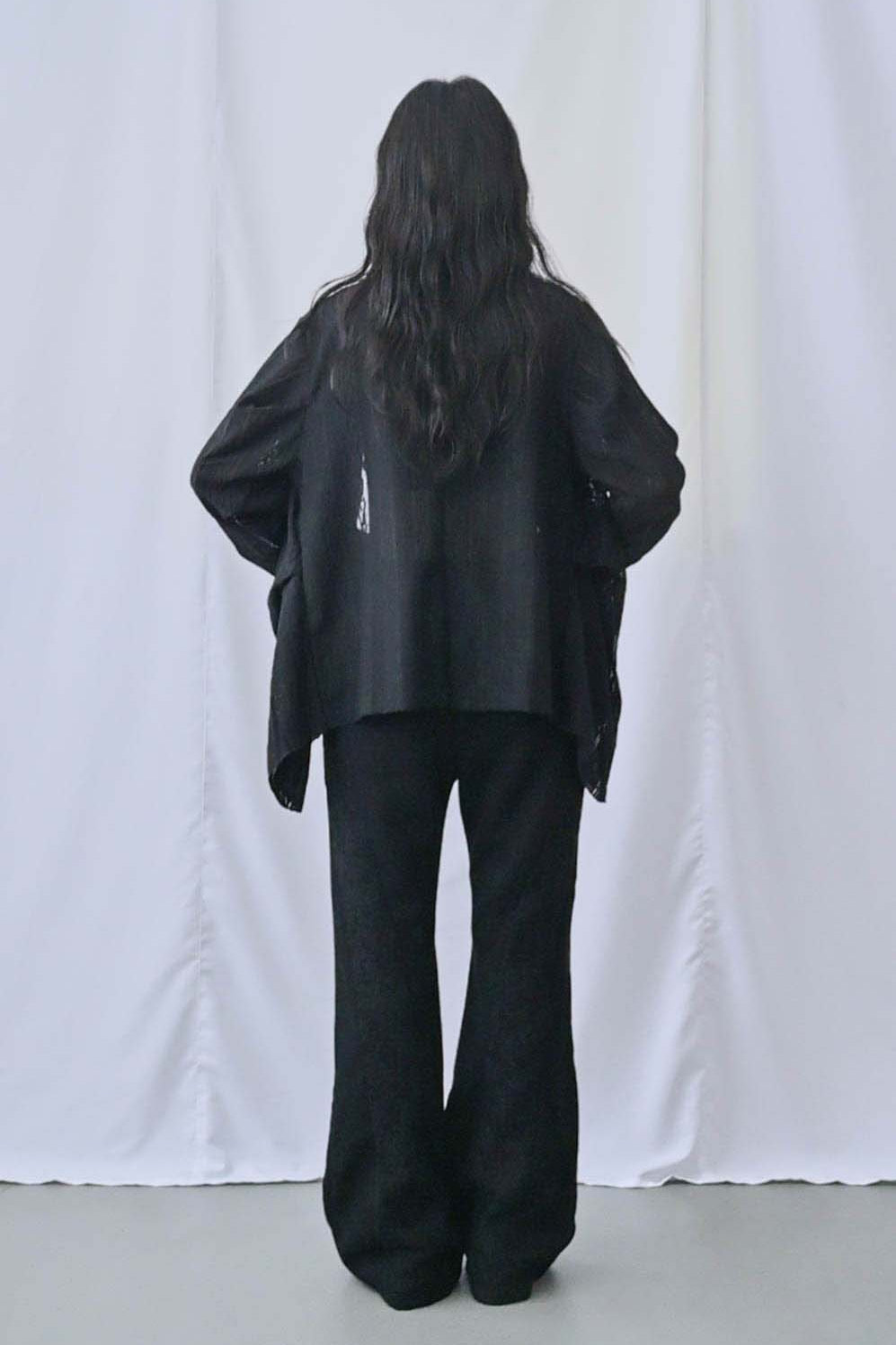 蕾絲垂褶針織罩衫