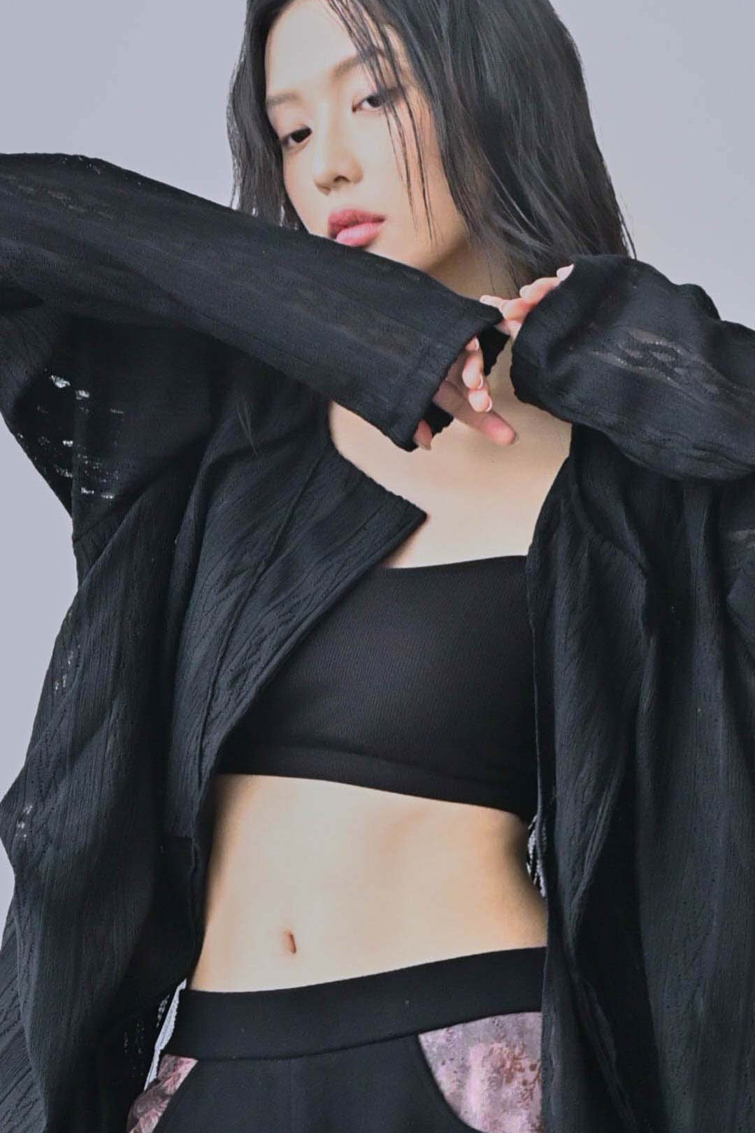 蕾絲垂褶針織罩衫