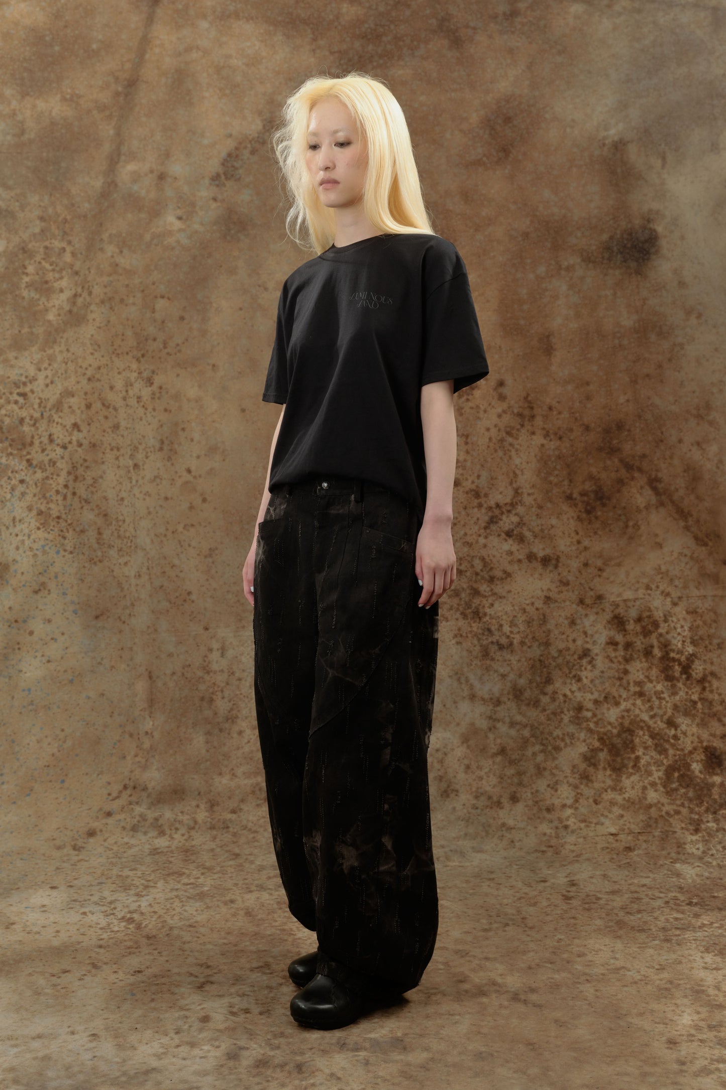 LL Ember 褲子-特殊水洗破壞蕾絲牛仔褲