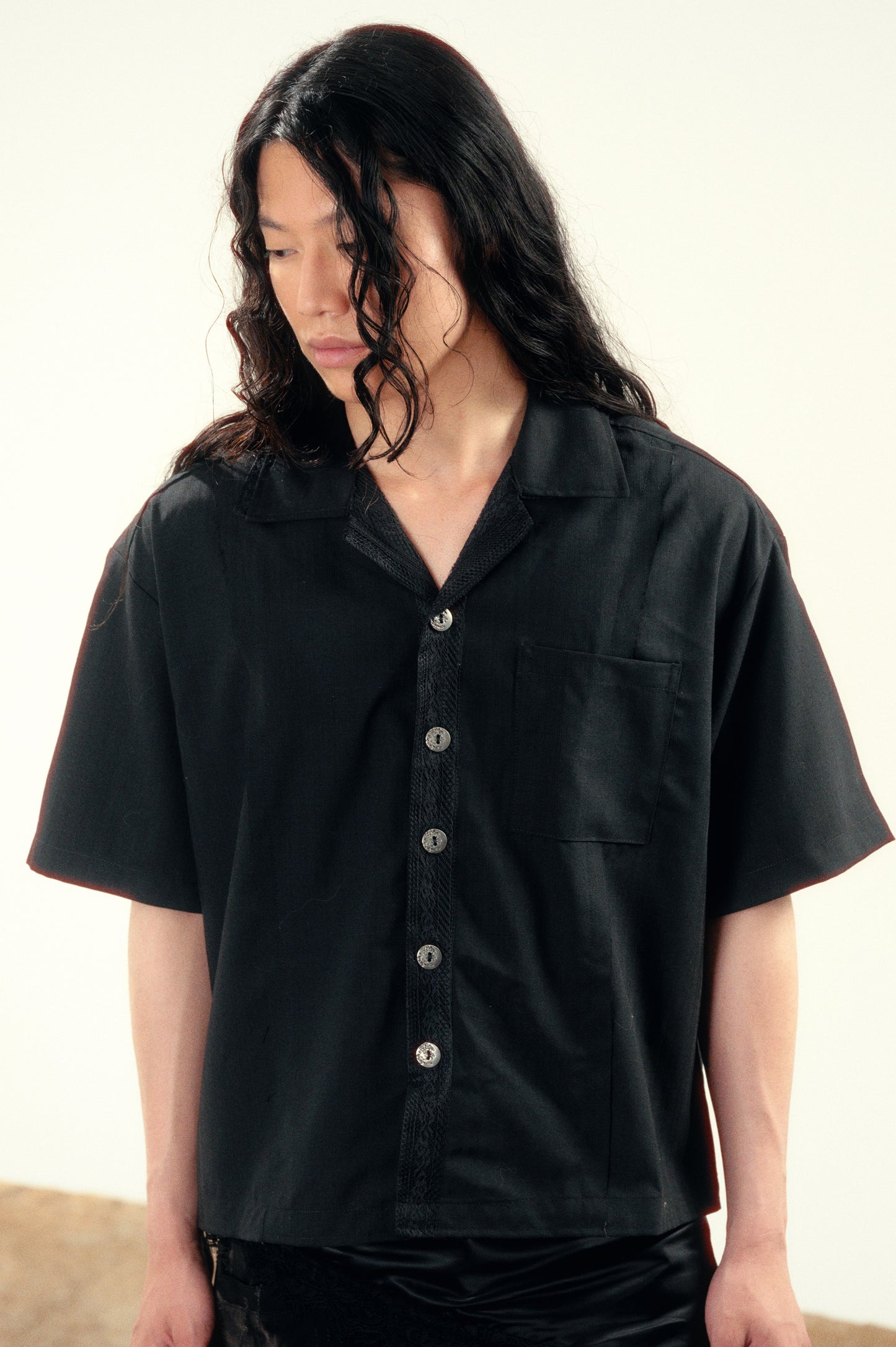 LL Ember 襯衫-日本棉透氣蕾絲拼接襯衫